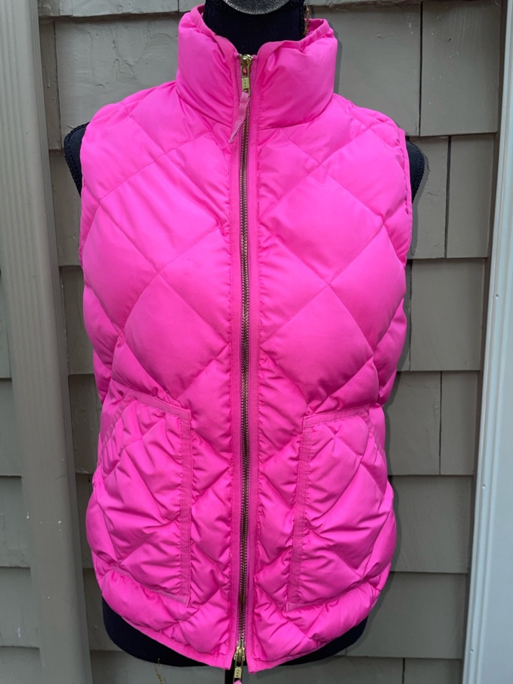 J CREW Down Quilted Puffer Vest Jacket Womens Small Winter Pink